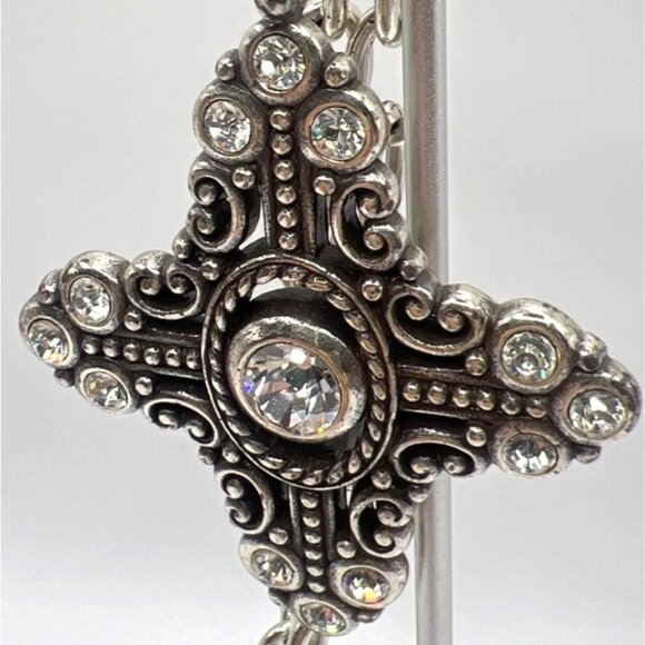 Brighton Chunky Cross Necklace Glimmer Crystal Pendant Silver Tone 16" Retired - Picture 3 of 9